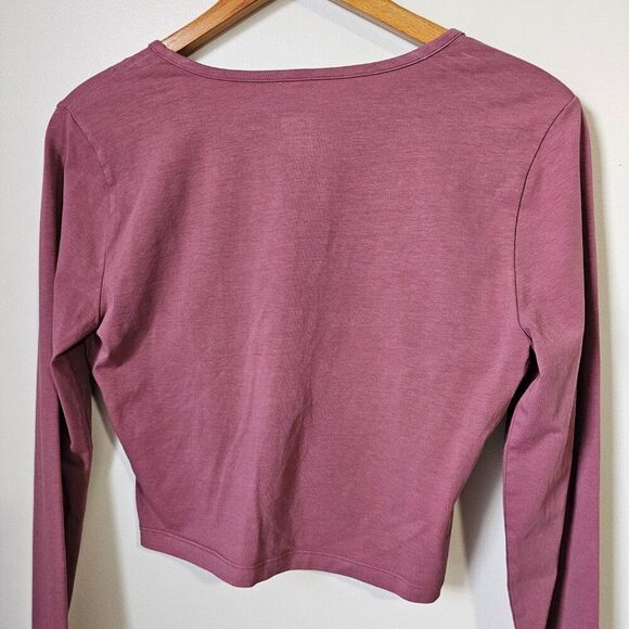 EUC LIKE NEW PINK VICTORIA'S SECRET MAEVE SURPLICE SEMI CROP LONGSLEEVES TOP S - Picture 12 of 16